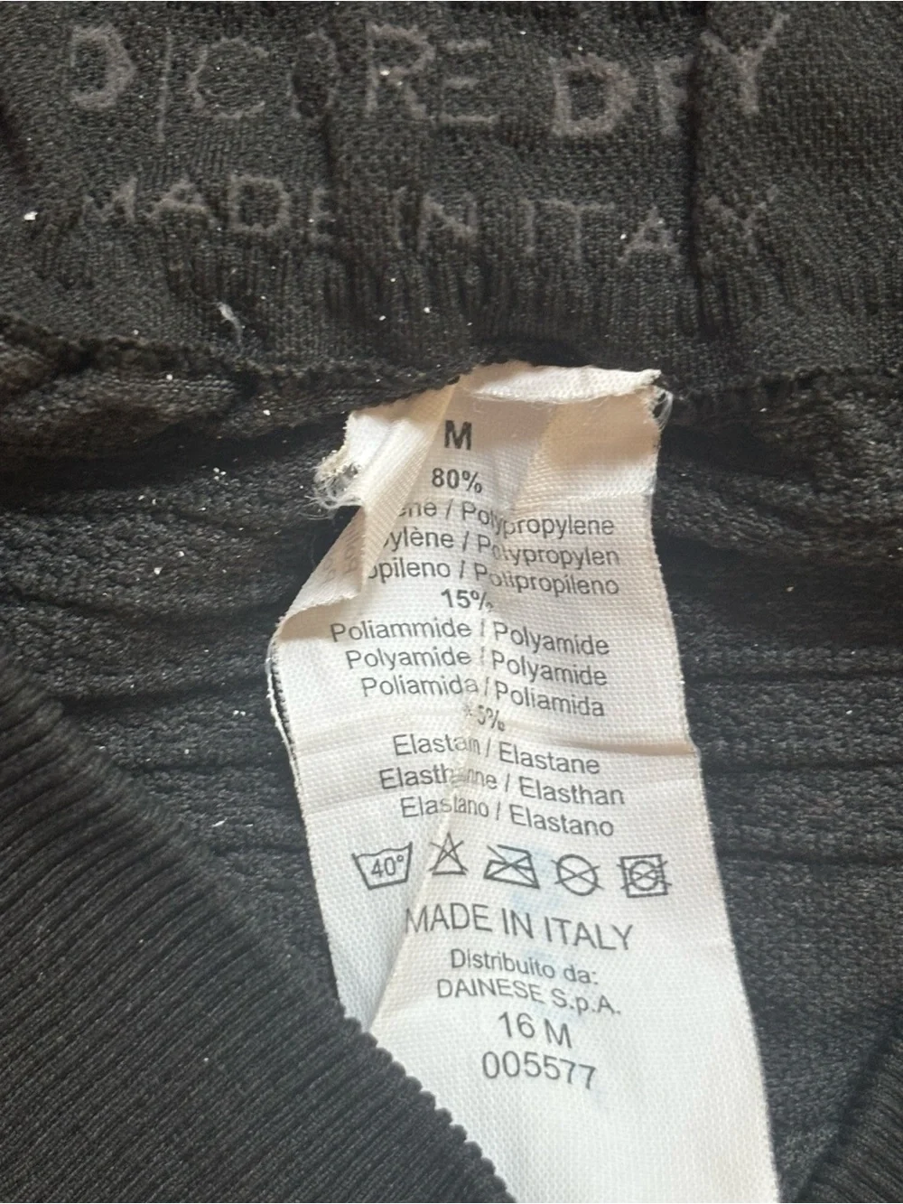 Dainese Men’s M Technical Ski Base Layer Pants Black Made in Italy